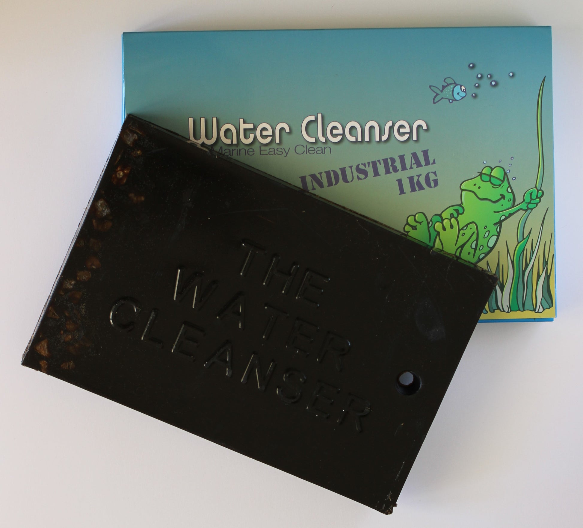 The Water Cleanser Industrial block (1kg) - for healthy, clean, and algae-free water - product and package
