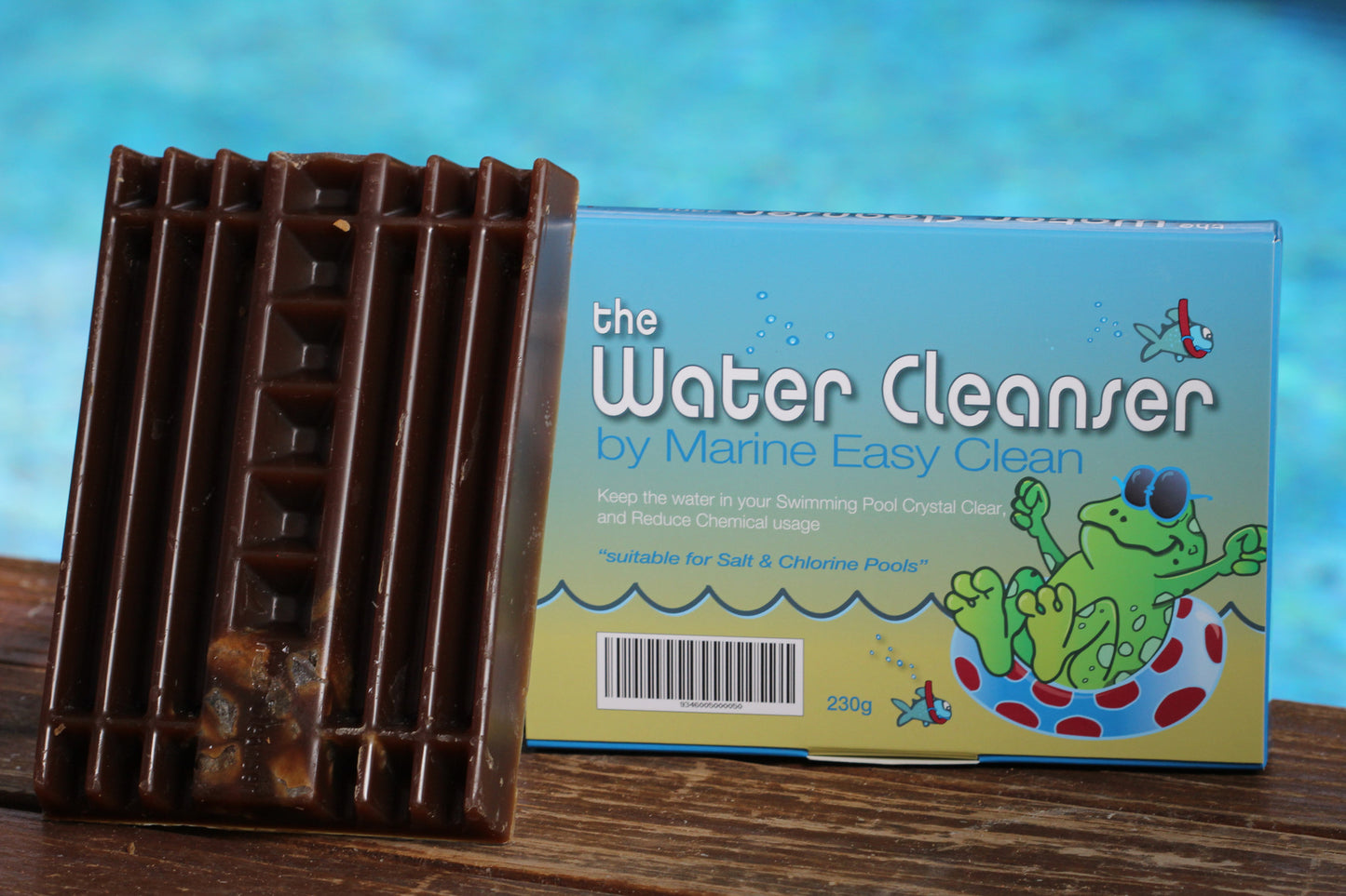 The Water Cleanser Pool block (230g) - for healthy, clear, and algae-free water - product and package
